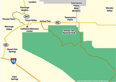 Morongo Basin Area Map With Yucca Valley Chamber of Commerce Location Marked